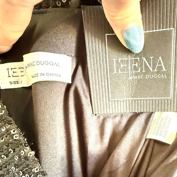 NWT Ieena for Mac Duggal NEW Sleeveless Black Sequin Midi Cutout Dress, style nu - Picture 11 of 11